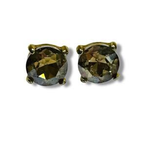 Goldtone Smoky Post Pierced Earrings 12mm